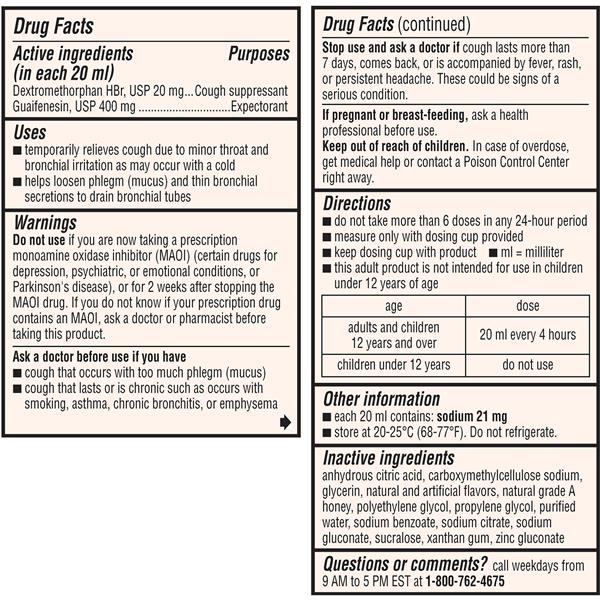 Robitussin Adult Honey Cough + Chest Congestion DM Maximum Strength