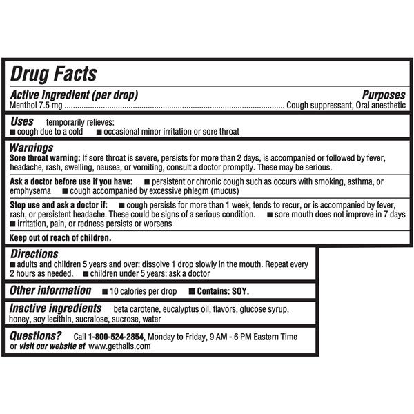 Halls Honey Lemon Cough Suppressant/Oral Anesthetic