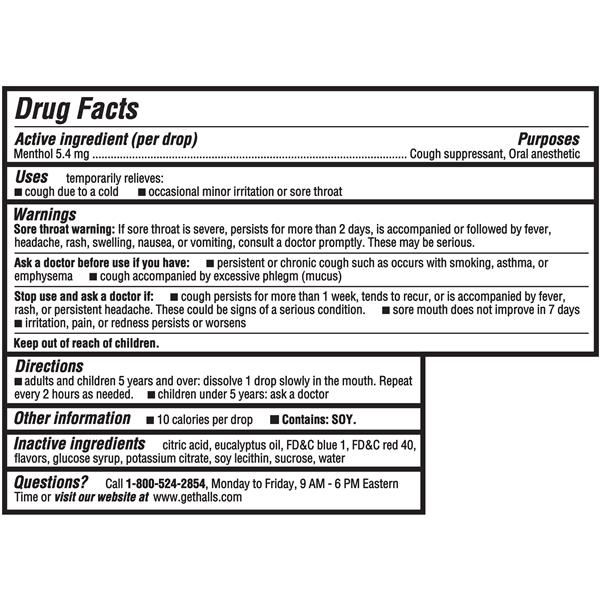 Halls MenthoLyptus Cough Suppressant/Oral Anesthetic Menthol Drops