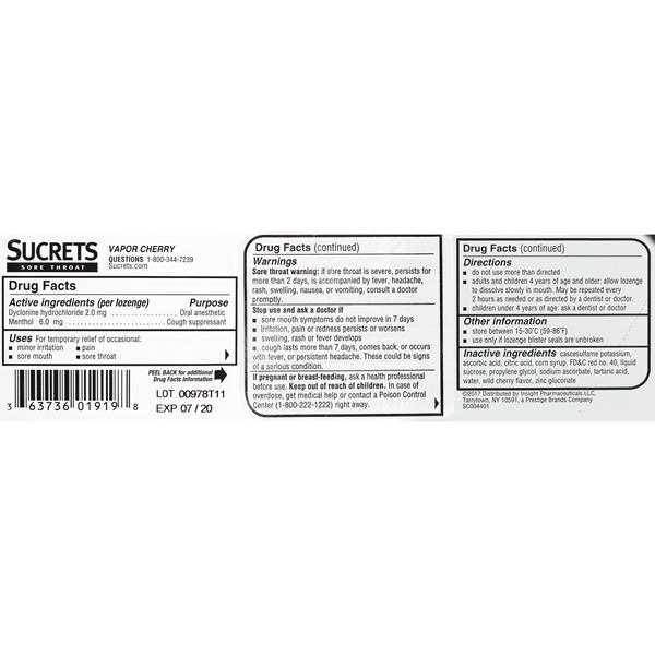 Sucrets Sore Throat & Cough Vapor Cherry Lozenges HyVee Aisles